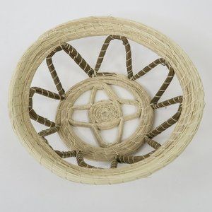 Vintage Bohemian Woven Basket Bowl - Boho Hanging Wall Basket Decor